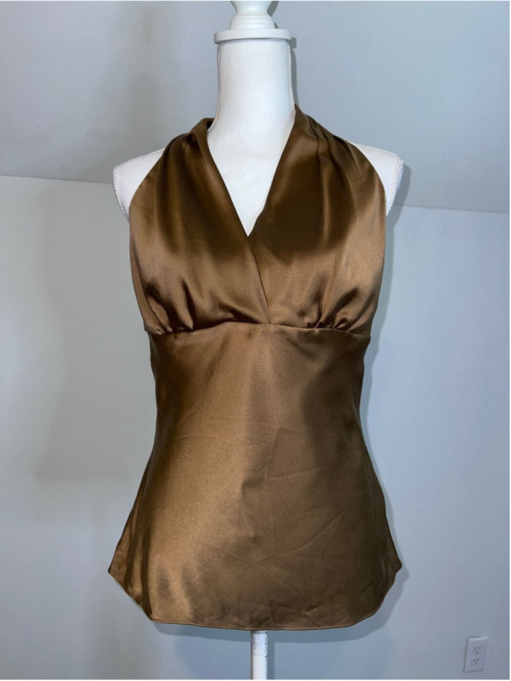 Silk Express Brown Halter Tank Top M